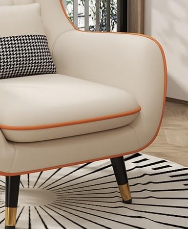 LSFH Unique Design True Innovations Nordic Light Accent Chair, Armchair with Solid Sagwan Wooden Frame for Small Apartments, Living Room or Bedroom (Set of 2 Chairs, Beige & Orange)