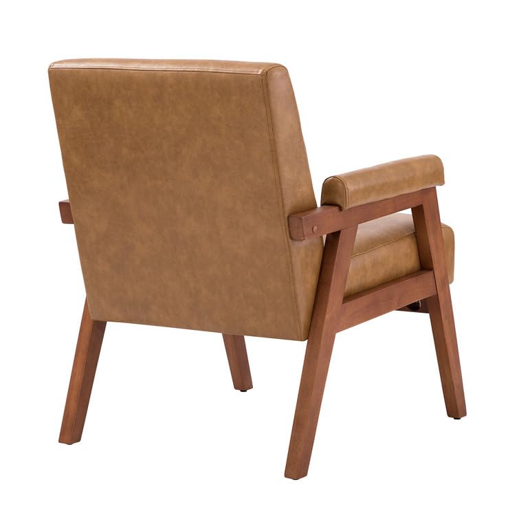 LSFH Unique Design True Innovations Mackenne Accent Chair, Ottoman Armchair with Solid Sagwan Wooden Frame Single Sofa Chair for Small Apartments, Living Room or Bedroom (Set of 2 Chairs, Dark Brown)