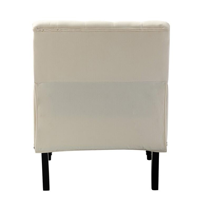 LSFH Unique Design True Innovations Jakuz Accent Chair, Armchair with Solid Sagwan Wooden Frame Single Sofa Chair for Small Apartments, Living Room or Bedroom (Set of 2 Chairs, Cream)