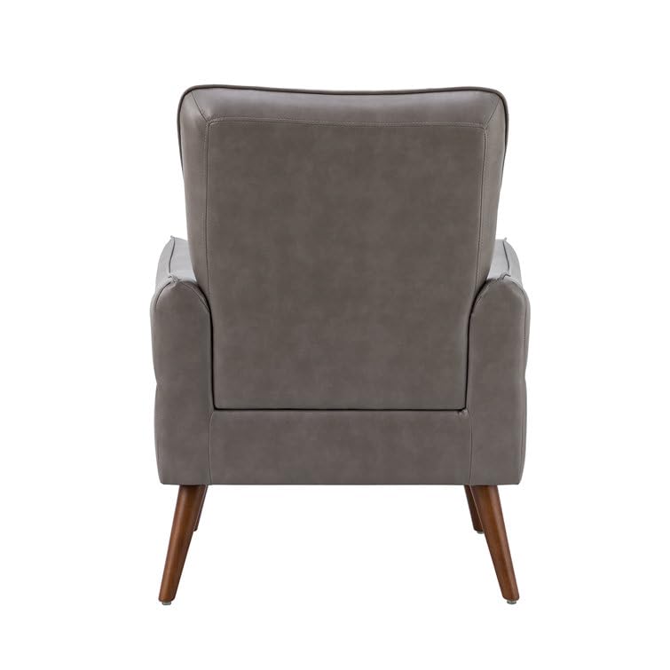 LSFH Unique Design True Innovations Amyle Accent Chair, Ottoman Armchair with Solid Sagwan Wooden Frame Single Sofa Chair for Small Apartments, Living Room or Bedroom (Set of 2 Chairs, Grey)