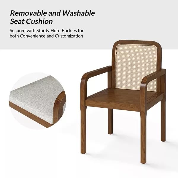 LSGF Luxury Design Traditional Rattan Cane Hulalaz Armchair Accent Chair with Solid Sagwan Wooden Legs Sofa Set for Small Apartments, Living Room or Bedroom (1 Chair, Natural Finishing)