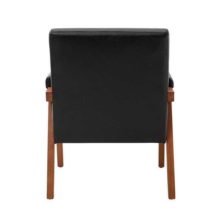 LSFH Unique Design True Innovations Mackenne Accent Chair, Ottoman Armchair with Solid Sagwan Wooden Frame Single Sofa Chair for Small Apartments, Living Room or Bedroom (Set of 2 Chairs, Black)