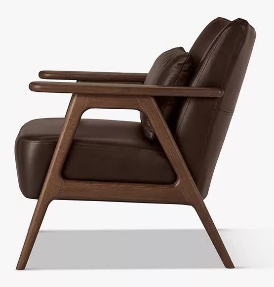LSFH Unique Design True Innovations Hendricks Leatherette Accent Chair Armchair with Solid Sagwan Wooden Frame Single Sofa Chair for Small Apartments, Living Room or (Set of 2 Chairs, Dark Brown)