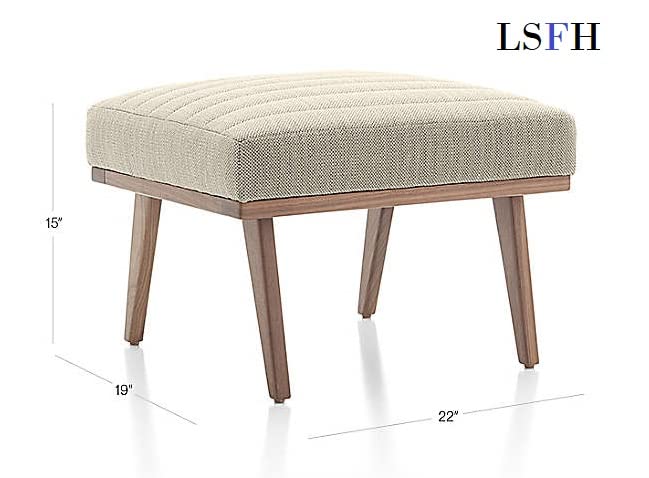 LSFH Unique Design Cavet Channel Tufted Fabric Accent Chair Armchair with Solid Sagwan Wooden Frame Single Sofa Chair for Small Apartments, Living Room or Bedroom (Chair with Ottoman, Beige)
