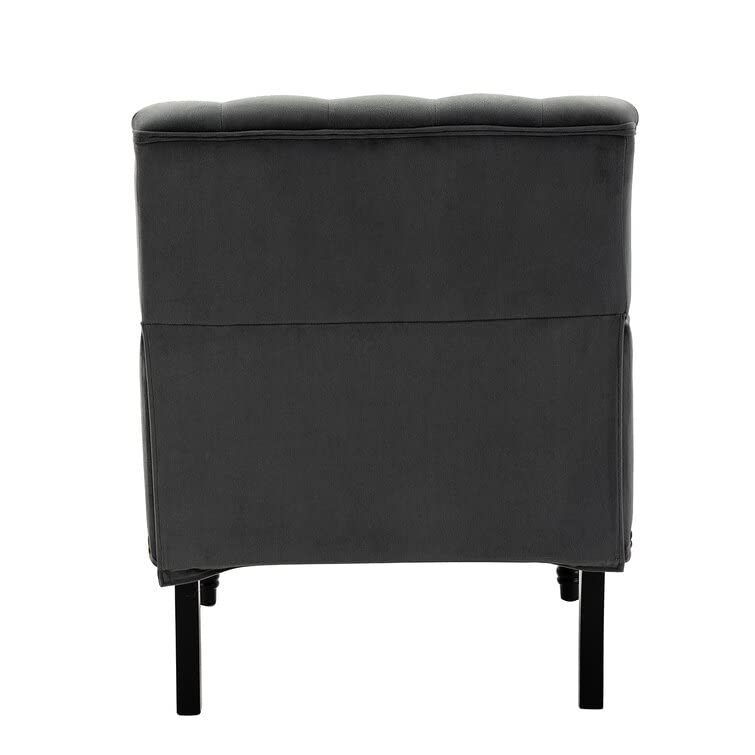 LSFH Unique Design True Innovations Jakuz Accent Chair, Armchair with Solid Sagwan Wooden Frame Single Sofa Chair for Small Apartments, Living Room or Bedroom (Set of 2 Chairs, Grey)