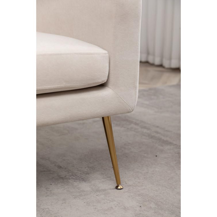 LSFH Unique Design True Innovations Florianaz Accent Chair, Armchair with Solid Sagwan Wooden Frame Single Sofa Chair for Small Apartments, Living Room or Bedroom (1 Chair, Beige)