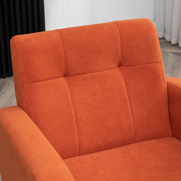 LSFH Unique Design True Innovations Florianaz Accent Chair, Armchair with Solid Sagwan Wooden Frame Single Sofa Chair for Small Apartments, Living Room or Bedroom (1 Chair, Orange)