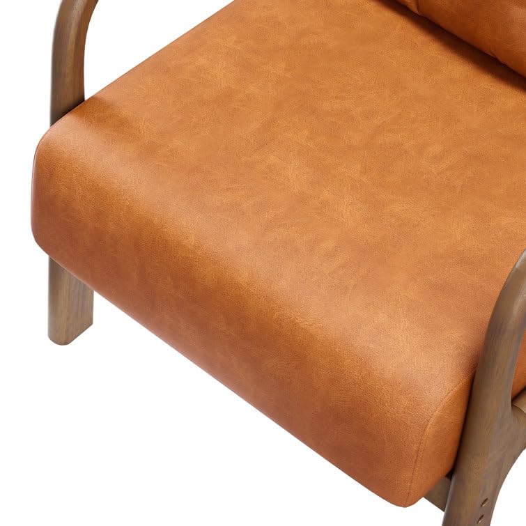 LSFH Unique Design True Innovations Alcie Accent Chair, Ottoman Armchair with Solid Sagwan Wooden Frame Single Sofa Chair for Small Apartments, Living Room or Bedroom (1 Chair, Brown)