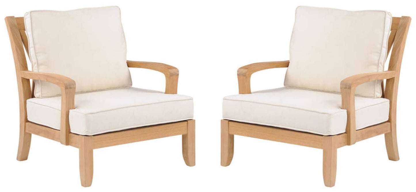 LSFH Unique Design Somerst Lounge Chair, Accent Chair Armchair with Solid Sagwan Wooden Frame Single Sofa Chair for Small Apartments, Living Room or Bedroom (Set of 2 Chairs, Beige)