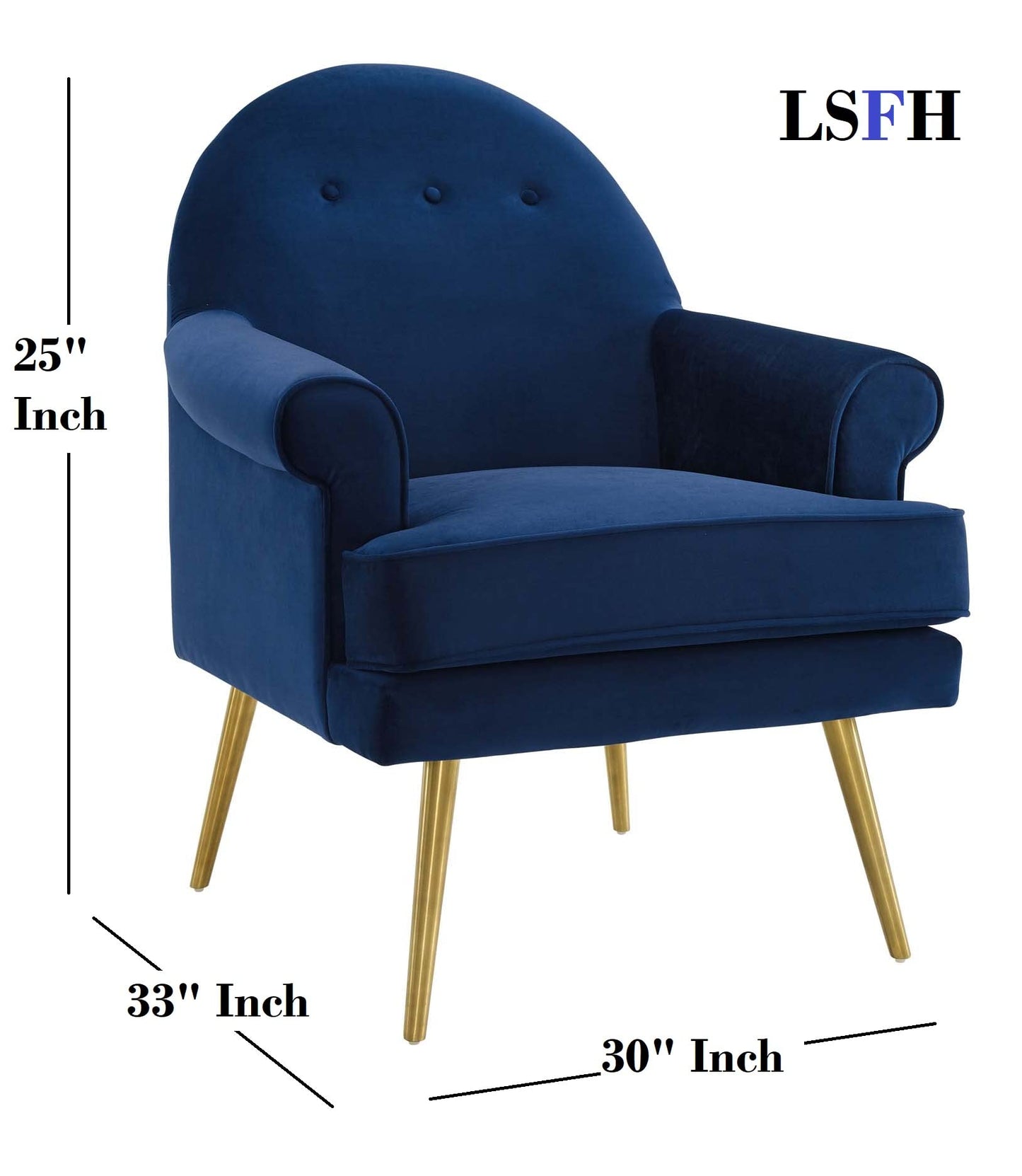 LSFH Unique Design True Innovations Revive Accent Chair Armchair with Gold Stainless Steel Legs Single Sofa Chair for Small Apartments, Living Room or Bedroom (1 Chair, Grey)