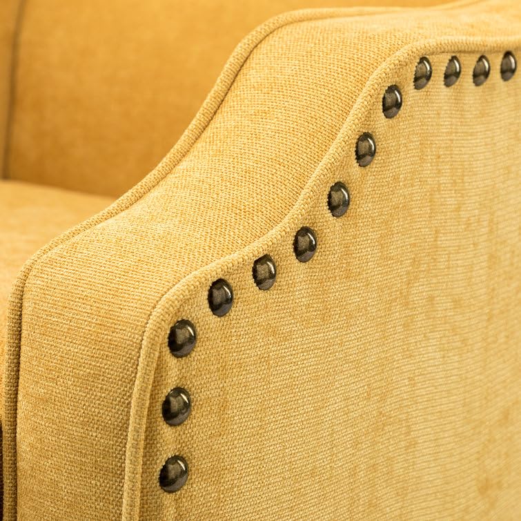 LSFH Unique Design True Innovations Aleithz Accent Chair, Armchair with Solid Sagwan Wooden Frame Single Sofa Chair for Small Apartments, Living Room or Bedroom (1 Chair, Yellow)