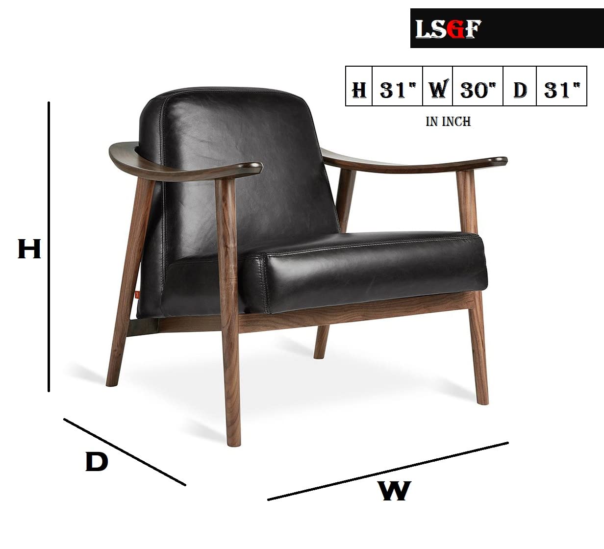 LSFH Unique Design Balticz Accent Chair Armchair with Solid Sagwan Wooden Frame Single Sofa Chair for Small Apartments, Living Room or Bedroom (Walnut Finish, Dark Orange Set of 2 Chairs)