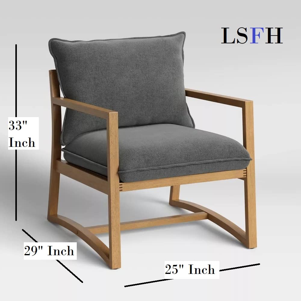 LSFH Unique Design Higginz Sling Lounge Chair, Accent Chair Armchair with Solid Sagwan Wooden Frame Single Sofa Chair for Small Apartments, Living Room or Bedroom (1 Chair, Dark Gray)