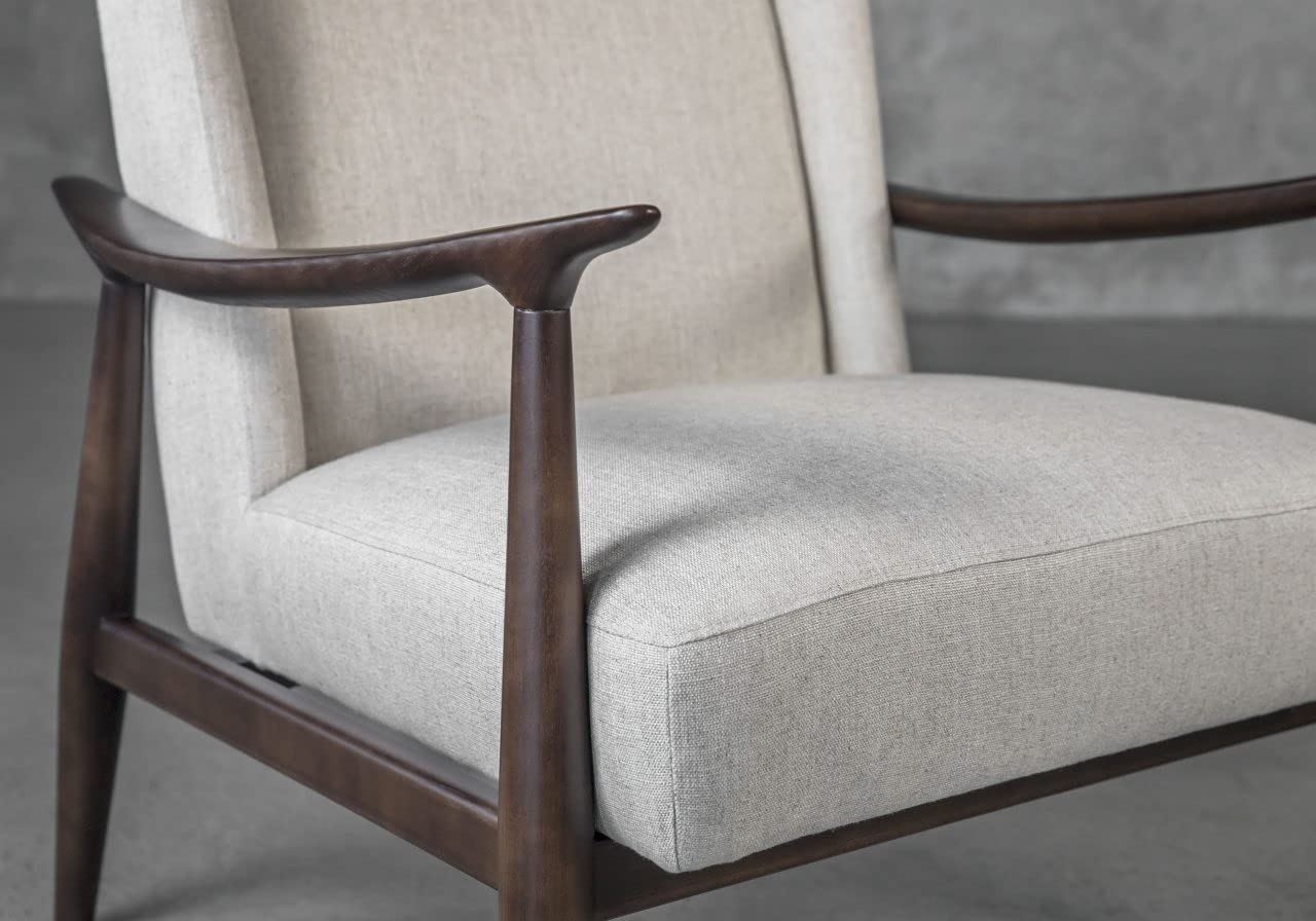 LSFH Unique Design True Innovations Clifton Accent Chair Armchair with Solid Sagwan Wooden Frame Single Sofa Chair for Small Apartments, Living Room or Bedroom (Set of 2 Chairs, Off-White)