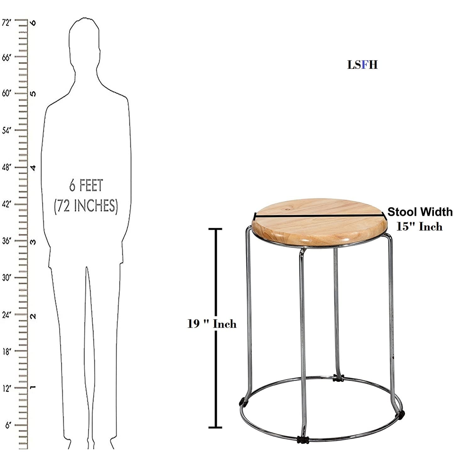 LSFH Unique Design True Innovations Wood Stack Stool Round Shape for Small Apartments, Living Room or Bedroom (Set of 5 Stools)