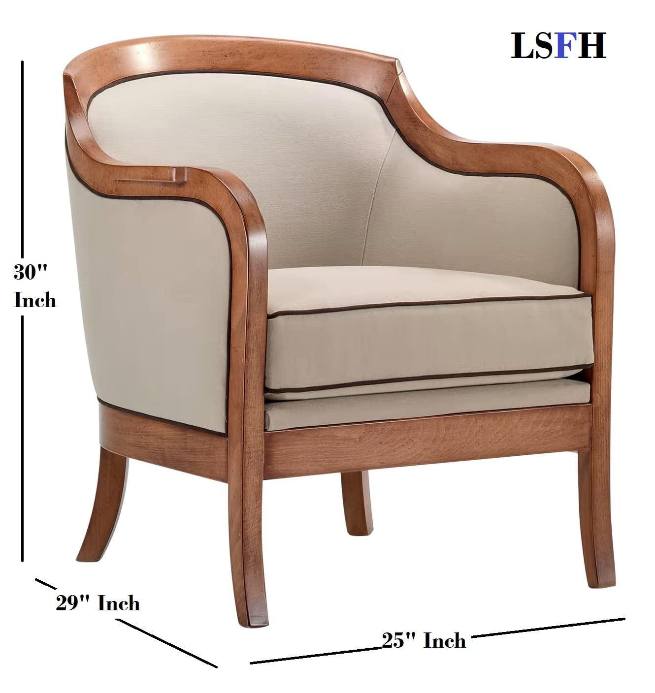 LSFH Unique Design True Innovations Moden Velvet Accent Chair Armchair with Solid Sagwan Wooden Frame Single Sofa Chair for Small Apartments, Living Room or Bedroom (Set of 2 Chairs, Beige)