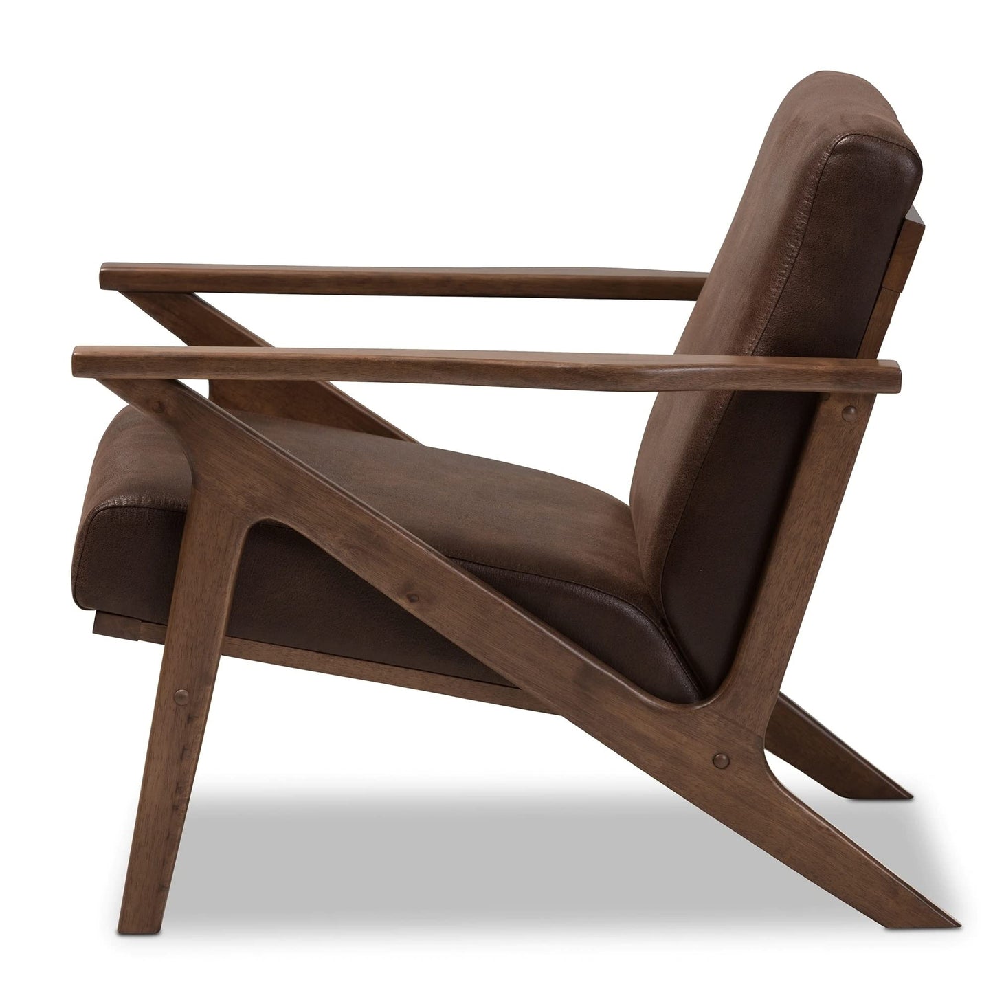 LSFH Unique Design True Innovations Bianca Leatherette Accent Chair Armchair with Solid Sagwan Wooden Frame Single Sofa Chair for Small Apartments, Living Room or Bedroom (Set of 2 Chairs, Dark Brown)