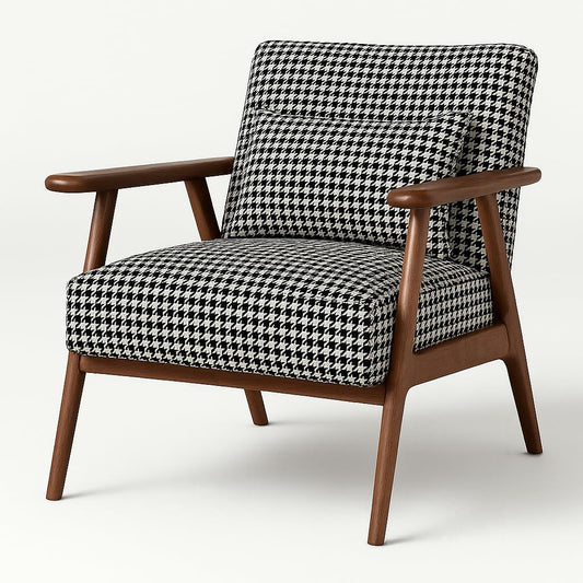 LSFH Hendricks Soft Suede Printed Accent Armchair – Stylish Single Sofa with Solid Sagwan Wood Frame for Living Room, Bedroom & Small Spaces (1 Chair, Printed)