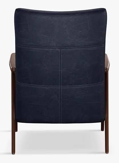 LSFH Unique Design True Innovations High Back Hendricks Leatherette Accent with Solid Sagwan Wooden Frame Single Sofa for Small Apartments, Living Room or Bedroom (Set of 2 Chairs, Blue)