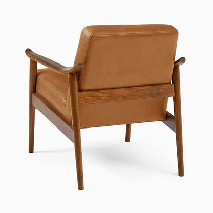 LSFH Unique Design True Innovations Century Accent Chair Armchair with Solid Sagwan Wooden Frame Single Sofa Chair for Small Apartments, Living Room or Bedroom (1 Chair, Brown)
