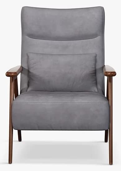 LSFH Unique Design True Innovations High Back Hendricks Leatherette Accent with Solid Sagwan Wooden Frame Single Sofa for Small Apartments, Living Room or Bedroom (1 Chair, Grey)