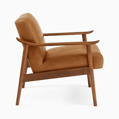LSFH Unique Design True Innovations Century Accent Chair Armchair with Solid Sagwan Wooden Frame Single Sofa Chair for Small Apartments, Living Room or Bedroom (Set of 2 Chairs, Brown)