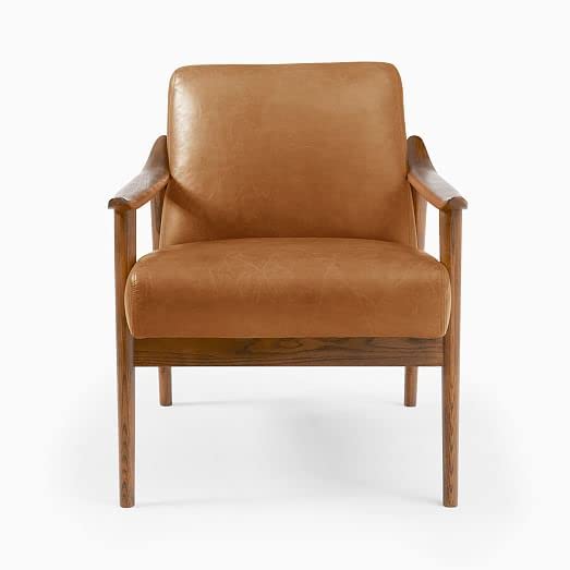 LSFH Unique Design True Innovations Century Accent Chair Armchair with Solid Sagwan Wooden Frame Single Sofa Chair for Small Apartments, Living Room or Bedroom (1 Chair, Brown)