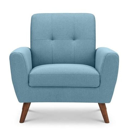 LSFH Unique Design True Innovations Wide Linen Fabric Accent Chair Armchair with Solid Sagwan Wooden Legs Single Sofa Chair for Small Apartments, Living Room or Bedroom (1 Chair, Blue)