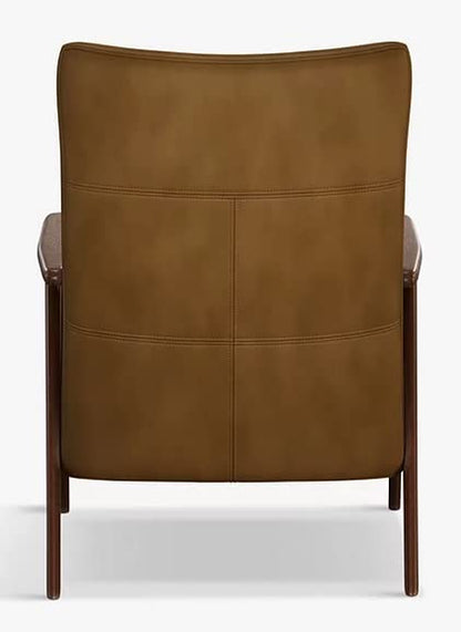 LSFH Unique Design True Innovations High Back Hendricks Leatherette Accent with Solid Sagwan Wooden Frame Single Sofa for Small Apartments, Living Room or Bedroom (Set of 2 Chairs, Tan)