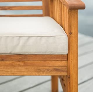 LSFH Unique Design True Innovations Acacia Wood Slat Back Accent Chair Armchair with Solid sagwan Wooden Frame Single Sofa Chair for Small Apartments, Living Room or Bedroom (Set of 2 Chairs, Cream)