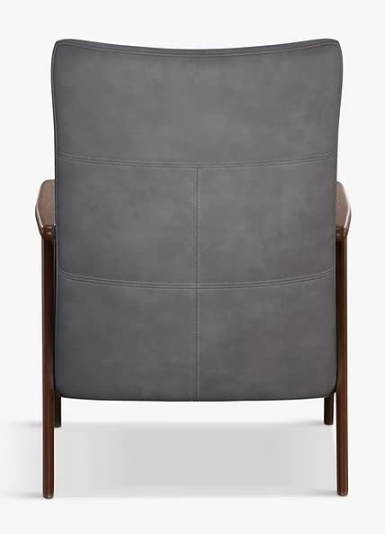 LSFH Unique Design True Innovations High Back Hendricks Leatherette Accent with Solid Sagwan Wooden Frame Single Sofa for Small Apartments, Living Room or Bedroom (1 Chair, Grey)