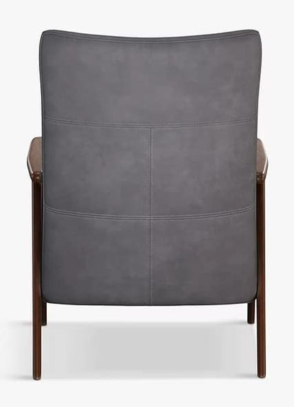 LSFH Unique Design True Innovations High Back Hendricks Leatherette Accent with Solid Sagwan Wooden Frame Single Sofa for Small Apartments, Living Room or Bedroom (Set of 2 Chairs, Grey)