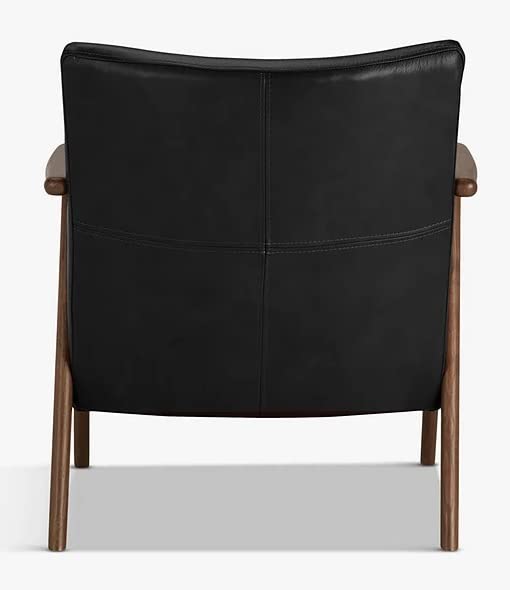 LSFH Unique Design True Innovations Hendricks Leatherette Accent Chair Armchair with Solid Sagwan Wooden Frame Single Sofa Chair for Small Apartments, Living Room or Bedroom (1 Chair, Black)