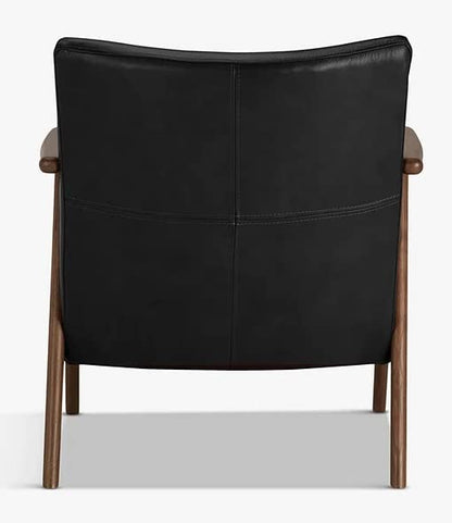 LSFH Unique Design True Innovations Hendricks Leatherette Accent Chair Armchair with Solid Sagwan Wooden Frame Single Sofa Chair for Small Apartments, Living Room or Bedroom (1 Chair, Black)