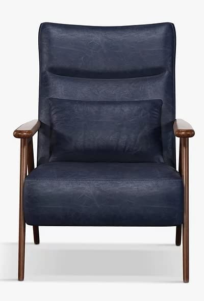 LSFH Unique Design True Innovations High Back Hendricks Leatherette Accent with Solid Sagwan Wooden Frame Single Sofa for Small Apartments, Living Room or Bedroom (Set of 2 Chairs, Blue)