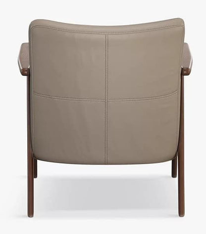 LSFH Unique Design True Innovations Hendricks Leatherette Accent Chair Armchair with Solid Sagwan Wooden Frame Single Sofa Chair for Small Apartments, Living Room or Bedroom (1 Chair, Beige)