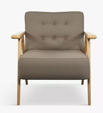 LSFH Luxury Design Traditional Hndricks Button Tufted Armchair Accent Chair with Solid Sagwan Wooden Legs Sofa Set for Small Apartments, Living Room or Bedroom (1 Chair, Dark Grey)