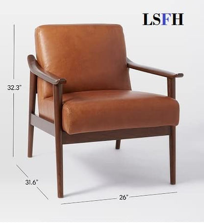 LSFH Unique Design True Innovations Century Accent Chair Armchair with Solid Sagwan Wooden Frame Single Sofa Chair for Small Apartments, Living Room or Bedroom (Set of 2 Chairs, Brown)