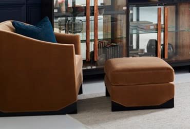 LSFH Unique Design Caracole Base Upholstery Accent Chair Armchair Single Sofa Chair for Small Apartments, Living Room or Bedroom (Chair with Ottoman, Brown)