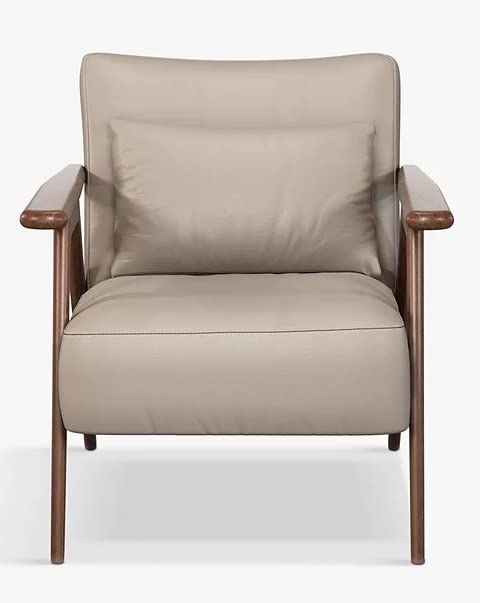 LSFH Unique Design True Innovations Hendricks Leatherette Accent Chair Armchair with Solid Sagwan Wooden Frame Single Sofa Chair for Small Apartments, Living Room or Bedroom (1 Chair, Beige)