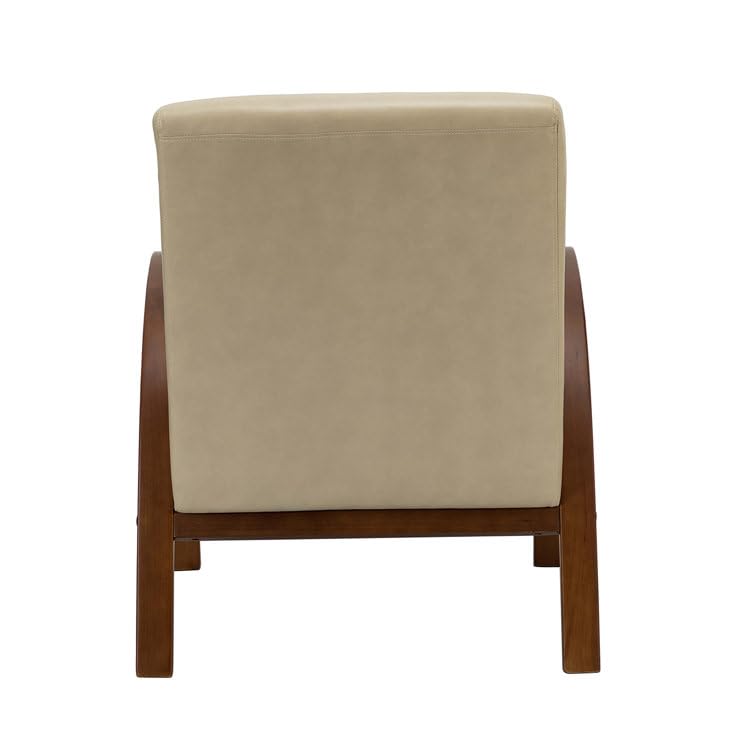 LSFH Unique Design True Innovations Vegaz Accent Chair, Ottoman Armchair with Solid Sagwan Wooden Frame Single Sofa Chair for Small Apartments, Living Room or Bedroom (Set of 2 Chairs, Beige)