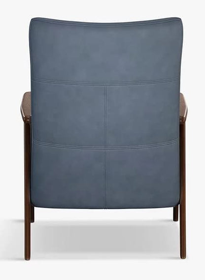 LSFH Unique Design True Innovations High Back Hendricks Leatherette Accent with Solid Sagwan Wooden Frame Single Sofa for Small Apartments, Living Room or Bedroom (1 Chair, Light Blue)
