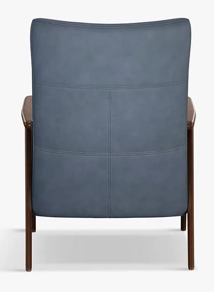 LSFH Unique Design True Innovations High Back Hendricks Leatherette Accent with Solid Sagwan Wooden Frame Single Sofa for Small Apartments, Living Room or Bedroom (Set of 2 Chairs, Light Blue)