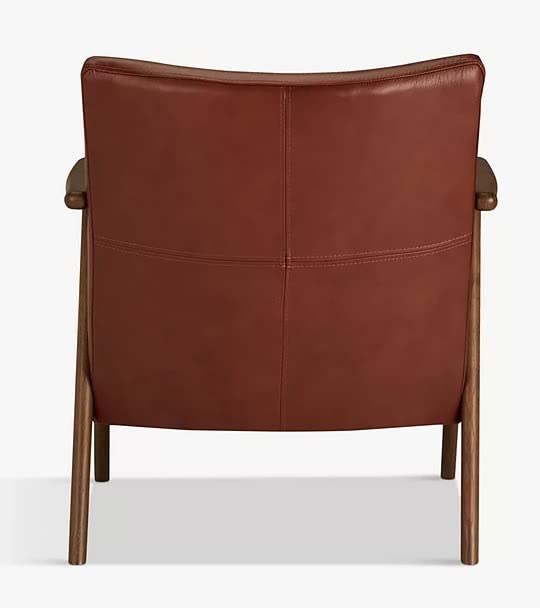 LSFH Unique Design True Innovations Hendricks Leatherette Accent Chair Armchair with Solid Sagwan Wooden Frame Single Sofa Chair for Small Apartments, Living Room or Bedroom (1 Chair, Brown)