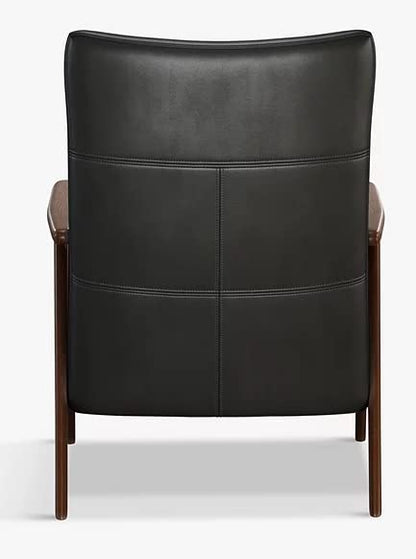 LSFH Unique Design True Innovations High Back Hendricks Leatherette Accent with Solid Sagwan Wooden Frame Single Sofa for Small Apartments, Living Room or Bedroom (1 Chair, Charcoal)