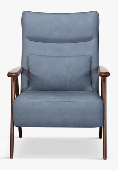 LSFH Unique Design True Innovations High Back Hendricks Leatherette Accent with Solid Sagwan Wooden Frame Single Sofa for Small Apartments, Living Room or Bedroom (1 Chair, Light Blue)
