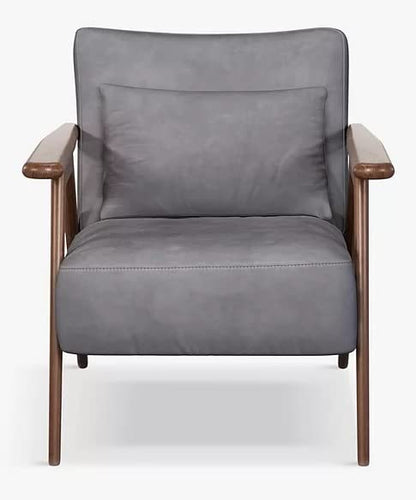 LSFH Unique Design True Innovations Hendricks Leatherette Accent Chair Armchair with Solid Sagwan Wooden Frame Single Sofa Chair for Small Apartments, Living Room (Set of 2 Chairs, Light Grey)