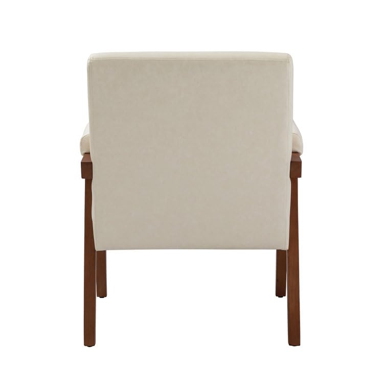 LSFH Unique Design True Innovations Mackenne Accent Chair, Ottoman Armchair with Solid Sagwan Wooden Frame Single Sofa Chair for Small Apartments, Living Room or Bedroom (Set Of 2 Chairs, Cream White)