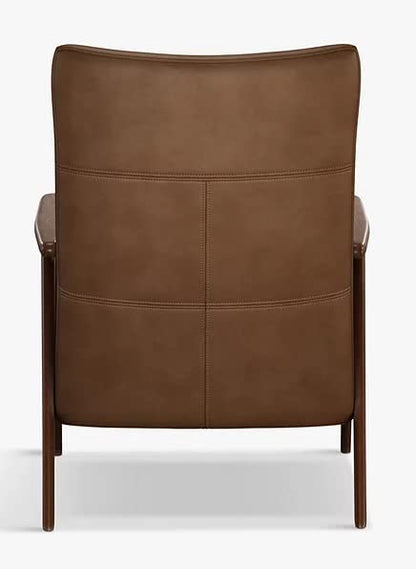 LSFH Unique Design True Innovations High Back Hendricks Leatherette Accent with Solid Sagwan Wooden Frame Single Sofa for Small Apartments, Living Room or Bedroom (1 Chair, Brown)