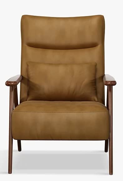 LSFH Unique Design True Innovations High Back Hendricks Leatherette Accent with Solid Sagwan Wooden Frame Single Sofa for Small Apartments, Living Room or Bedroom (Set of 2 Chairs, Tan)